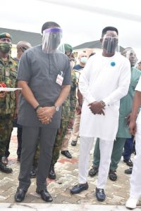 Olorogun David Edevbie, Chief Of Staff To Gov. Okowa With Rt. Hon. Friday Ossai Osanebi, Member Representing Ndokwa East State constituency In The Delta State House Of Assembly During The Commissioning Of Recently Completed Projects In The Brigade Temporary Complex Asaba, To Mark This Year’s Nigerian Army Day Celebration ( NADCEL).