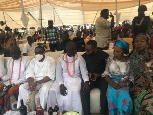 Hon Samuel Mariere, flanked by Chief David Edevwie and Hon Eric Oharisi at the burial ceremony