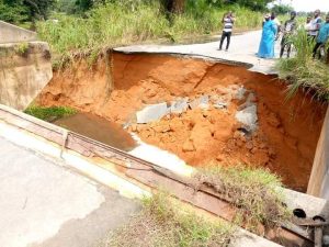 Collapsed Uzere-Asabase bridge in Isoko South local government area by the Delta State Government