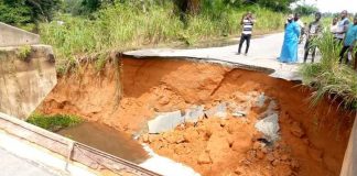 Collapsed Uzere-Asabase bridge in Isoko South local government area by the Delta State Government