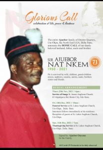 Late Sir Nat Nkem Ajuebor